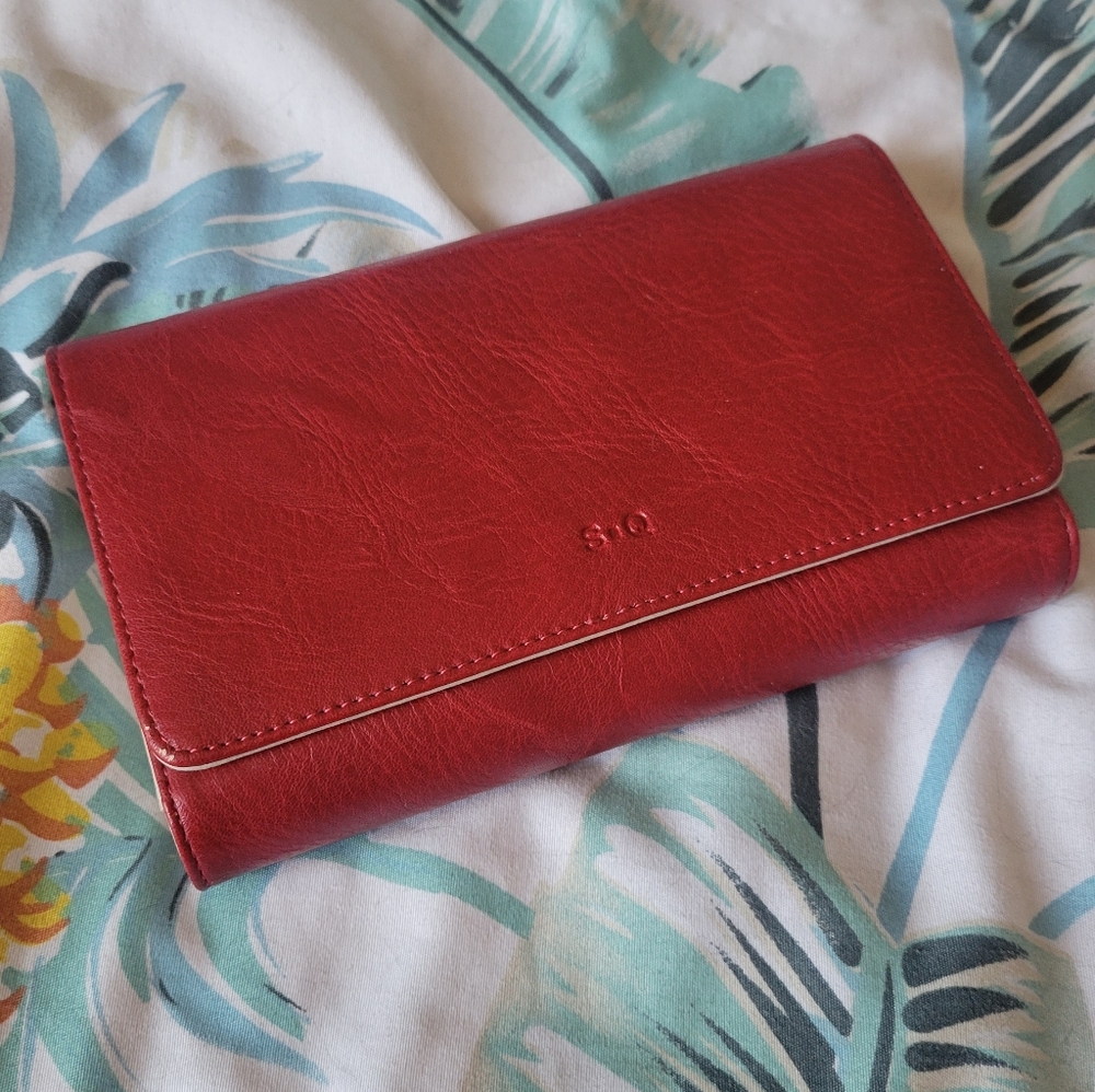 S-Q Red Vegan Leather Crossbody Wallet / Purse
